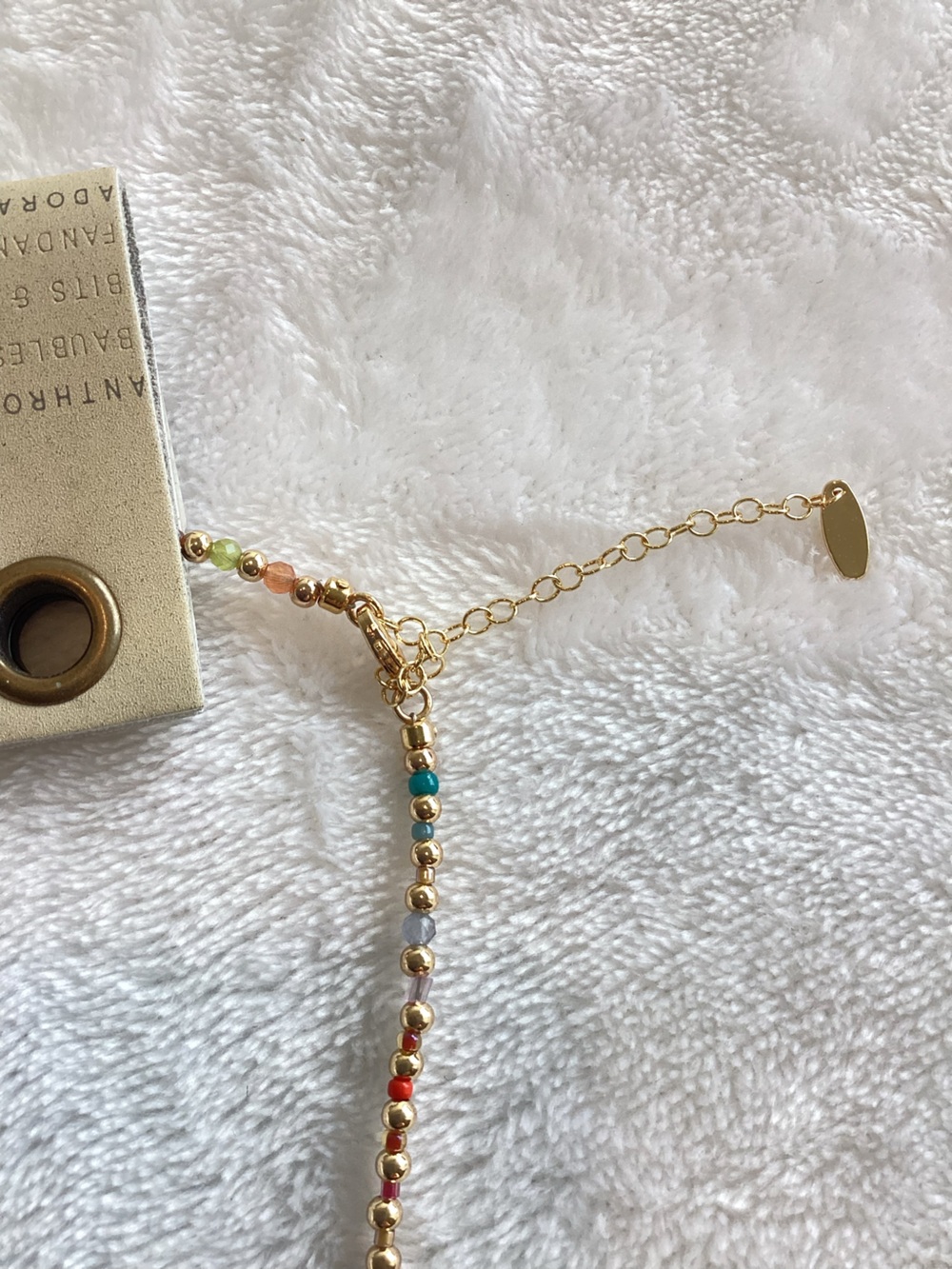 Anthropologie 14KT Gold Plated Monogram Necklace Beaded Bubble Lowercase F - Picture 5 of 6